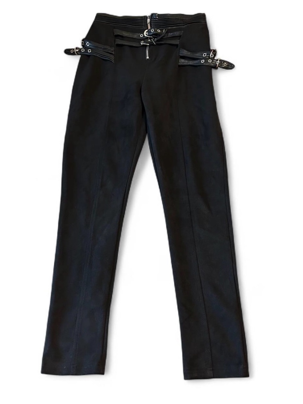 maniere de voir black suede buckle leggings/pants